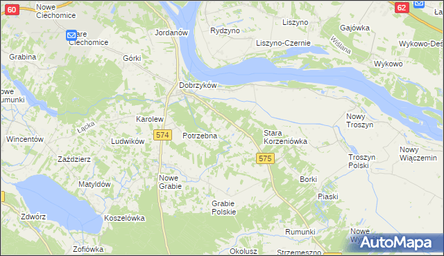 mapa Nowa Korzeniówka, Nowa Korzeniówka na mapie Targeo