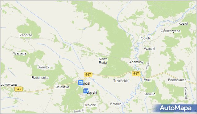 mapa Nowa Ruda gmina Turośl, Nowa Ruda gmina Turośl na mapie Targeo