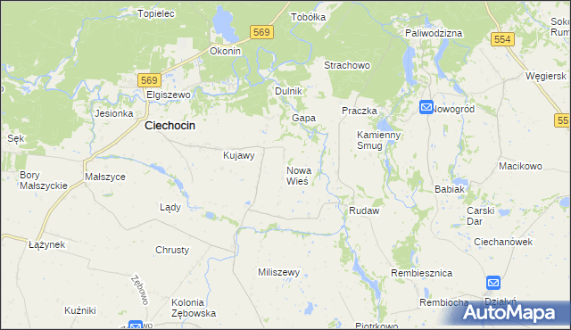 mapa Nowa Wieś gmina Ciechocin, Nowa Wieś gmina Ciechocin na mapie Targeo