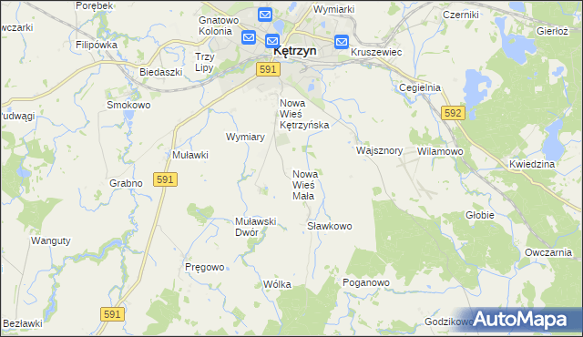 mapa Nowa Wieś Mała gmina Kętrzyn, Nowa Wieś Mała gmina Kętrzyn na mapie Targeo