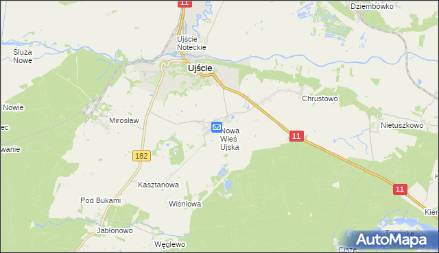 mapa Nowa Wieś Ujska, Nowa Wieś Ujska na mapie Targeo