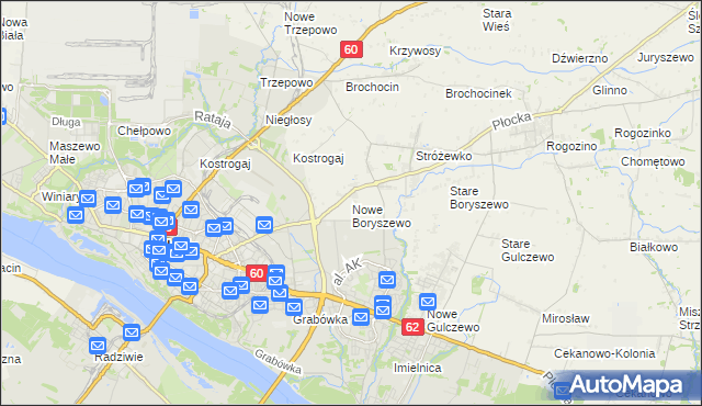 mapa Nowe Boryszewo, Nowe Boryszewo na mapie Targeo