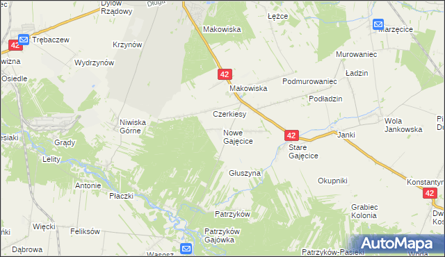 mapa Nowe Gajęcice, Nowe Gajęcice na mapie Targeo