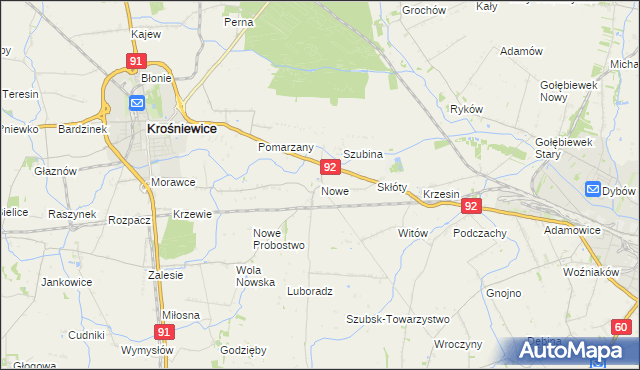 mapa Nowe gmina Krośniewice, Nowe gmina Krośniewice na mapie Targeo