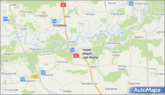 mapa Nowe Miasto nad Wartą, Nowe Miasto nad Wartą na mapie Targeo