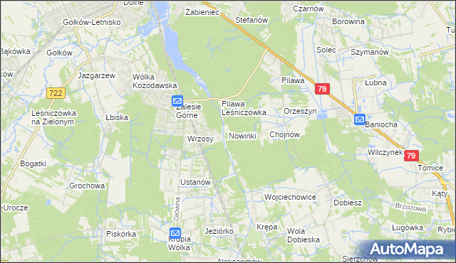 mapa Nowinki gmina Piaseczno, Nowinki gmina Piaseczno na mapie Targeo