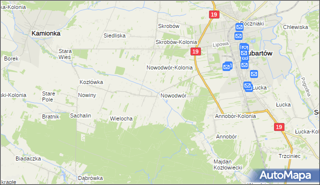 mapa Nowodwór gmina Lubartów, Nowodwór gmina Lubartów na mapie Targeo