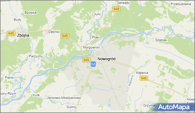 mapa Nowogród powiat łomżyński, Nowogród powiat łomżyński na mapie Targeo