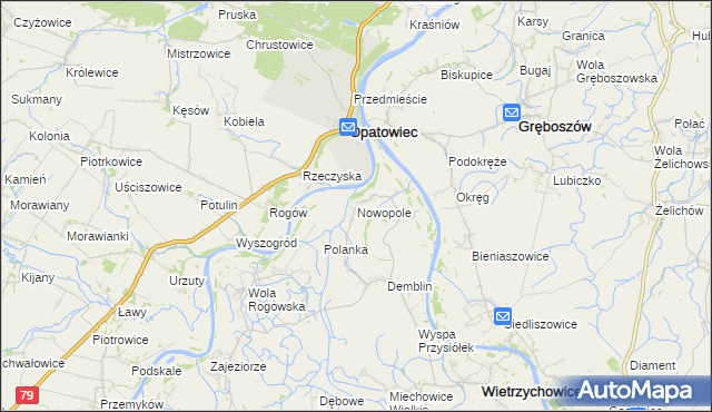 mapa Nowopole gmina Wietrzychowice, Nowopole gmina Wietrzychowice na mapie Targeo