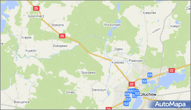 mapa Nowosiółki gmina Człuchów, Nowosiółki gmina Człuchów na mapie Targeo