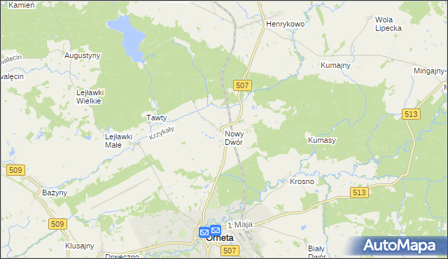 mapa Nowy Dwór gmina Orneta, Nowy Dwór gmina Orneta na mapie Targeo