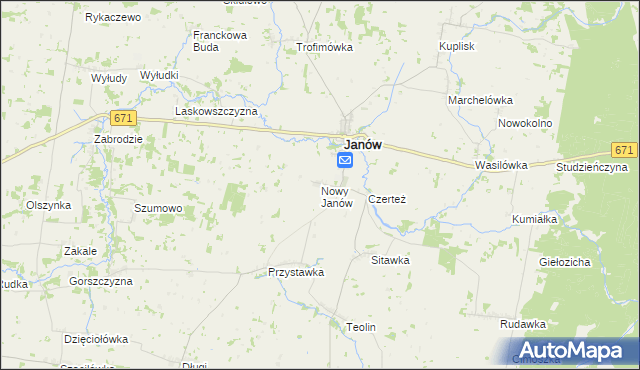 mapa Nowy Janów gmina Janów, Nowy Janów gmina Janów na mapie Targeo