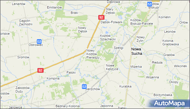 mapa Nowy Kozłów Drugi, Nowy Kozłów Drugi na mapie Targeo