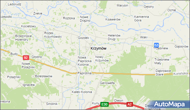 mapa Nowy Krzymów, Nowy Krzymów na mapie Targeo