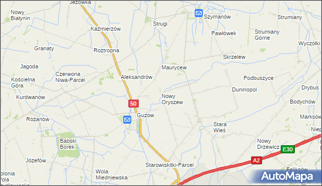 mapa Nowy Oryszew, Nowy Oryszew na mapie Targeo