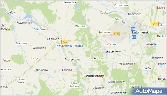 mapa Nowy Świat gmina Wodzierady, Nowy Świat gmina Wodzierady na mapie Targeo