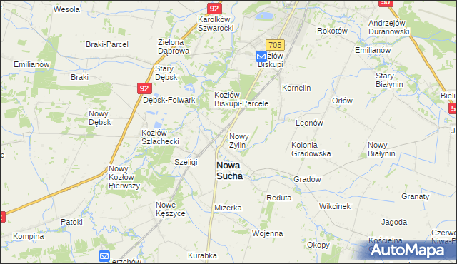 mapa Nowy Żylin, Nowy Żylin na mapie Targeo