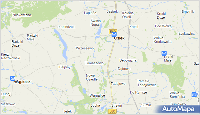 mapa Obórki gmina Osiek, Obórki gmina Osiek na mapie Targeo