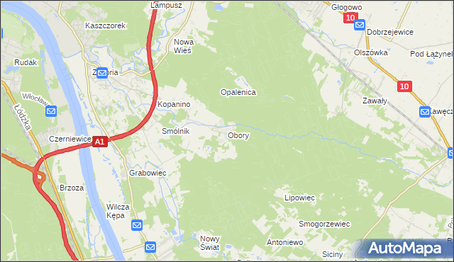 mapa Obory gmina Obrowo, Obory gmina Obrowo na mapie Targeo