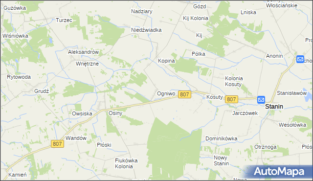 mapa Ogniwo gmina Stanin, Ogniwo gmina Stanin na mapie Targeo