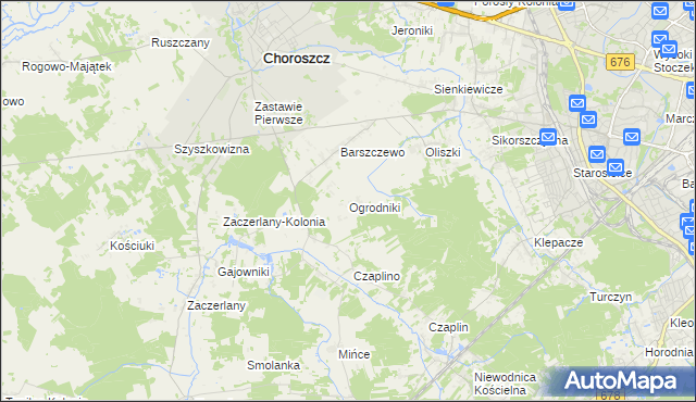 mapa Ogrodniki gmina Choroszcz, Ogrodniki gmina Choroszcz na mapie Targeo