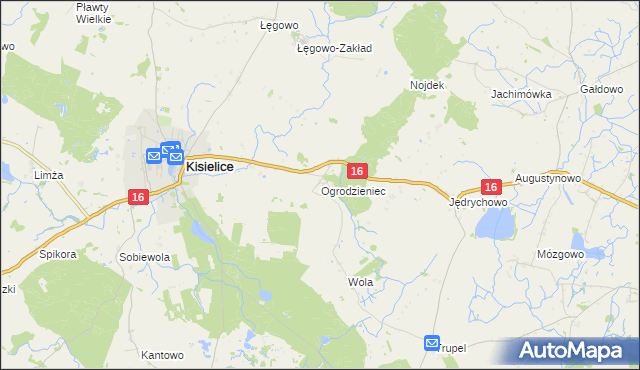 mapa Ogrodzieniec gmina Kisielice, Ogrodzieniec gmina Kisielice na mapie Targeo