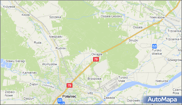 mapa Okrągła, Okrągła na mapie Targeo