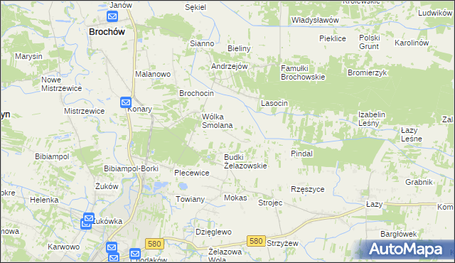 mapa Olszowiec gmina Brochów, Olszowiec gmina Brochów na mapie Targeo