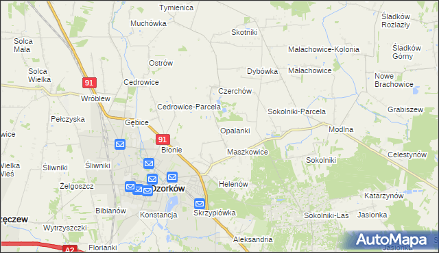 mapa Opalanki gmina Ozorków, Opalanki gmina Ozorków na mapie Targeo