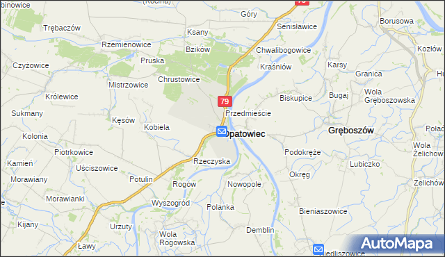 mapa Opatowiec powiat kazimierski, Opatowiec powiat kazimierski na mapie Targeo