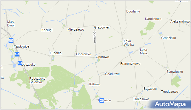 mapa Oporowo gmina Krzemieniewo, Oporowo gmina Krzemieniewo na mapie Targeo