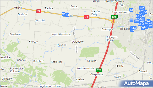 mapa Oprzężów Kolonia, Oprzężów Kolonia na mapie Targeo