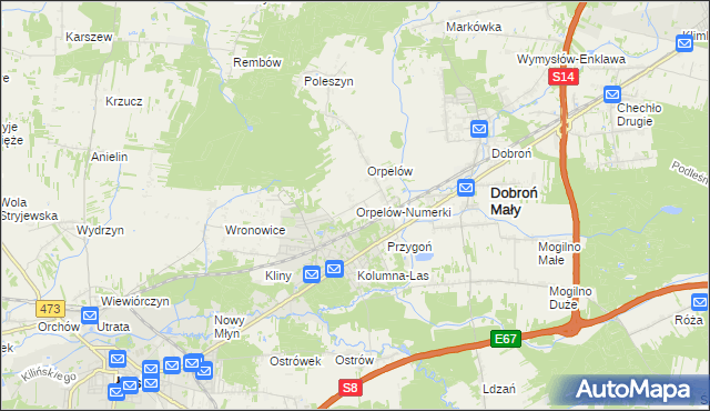 mapa Orpelów-Numerki, Orpelów-Numerki na mapie Targeo