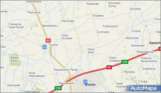 mapa Oryszew-Osada, Oryszew-Osada na mapie Targeo