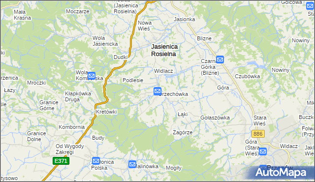 mapa Orzechówka gmina Jasienica Rosielna, Orzechówka gmina Jasienica Rosielna na mapie Targeo