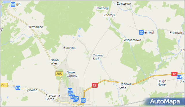 mapa Osowa Sień, Osowa Sień na mapie Targeo