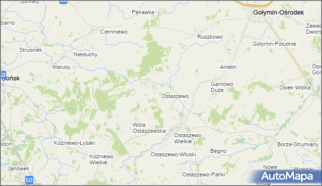 mapa Ostaszewo gmina Sońsk, Ostaszewo gmina Sońsk na mapie Targeo