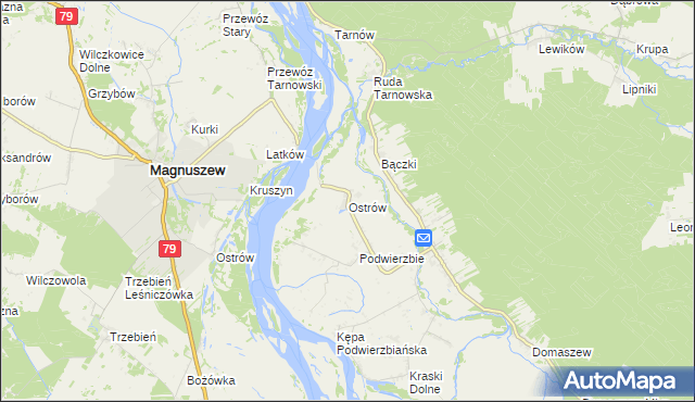 mapa Ostrów gmina Maciejowice, Ostrów gmina Maciejowice na mapie Targeo