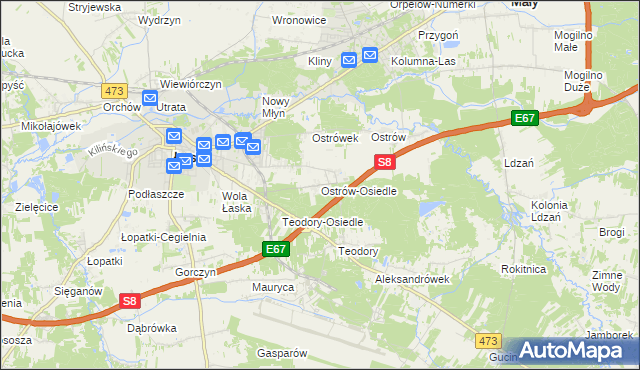 mapa Ostrów-Osiedle, Ostrów-Osiedle na mapie Targeo