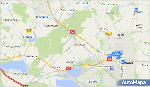 mapa Paczyna, Paczyna na mapie Targeo