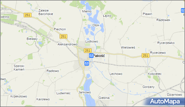 mapa Pakość powiat inowrocławski, Pakość powiat inowrocławski na mapie Targeo