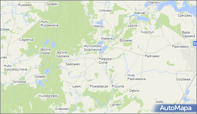 mapa Palędzie Dolne, Palędzie Dolne na mapie Targeo