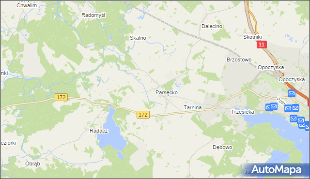 mapa Parsęcko, Parsęcko na mapie Targeo