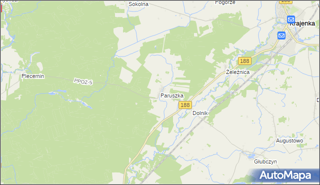 mapa Paruszka, Paruszka na mapie Targeo