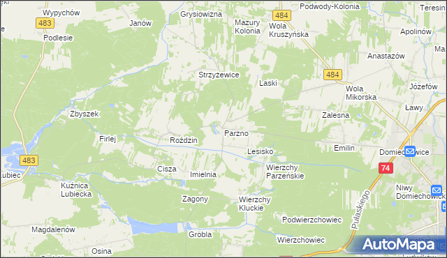 mapa Parzno, Parzno na mapie Targeo