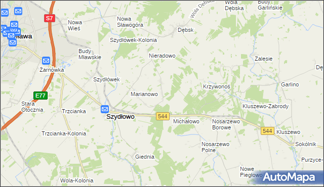 mapa Pawłowo gmina Szydłowo, Pawłowo gmina Szydłowo na mapie Targeo