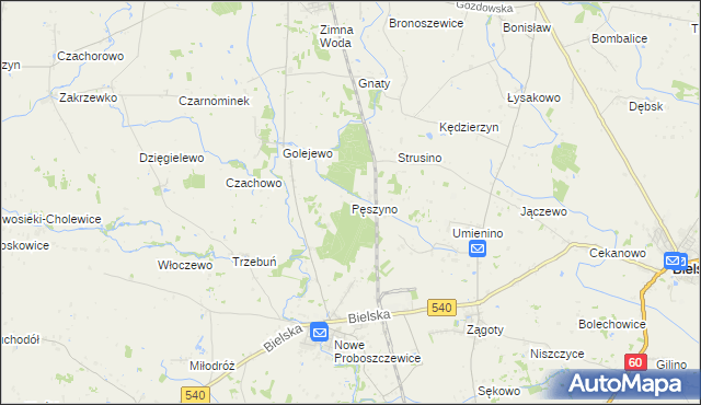 mapa Pęszyno, Pęszyno na mapie Targeo