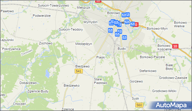 mapa Piaski gmina Sierpc, Piaski gmina Sierpc na mapie Targeo