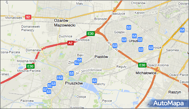 mapa Piastów powiat pruszkowski, Piastów powiat pruszkowski na mapie Targeo