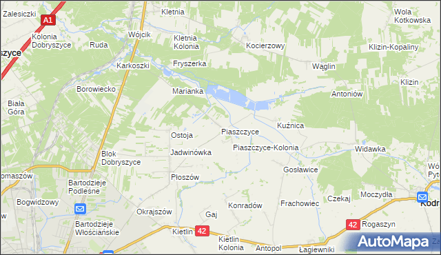 mapa Piaszczyce, Piaszczyce na mapie Targeo